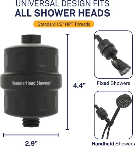 Miniatura 3 de HammerHead Showers® Cabezal de Filtro de Ducha de Metal Sólido – Filtro de Ducha KDF 55, Filtros de Ducha Universales de Alta Presión para Eliminar