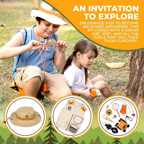 Miniatura 2 de Kit de Explorador Infantil con Chaleco y Sombrero de Safari para Niños de 7 a 12 Años - Disfraz de Safari y Vestirse como Guardián de Zoológico