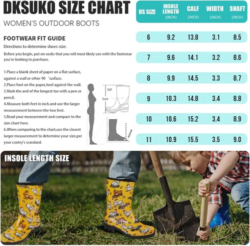 Miniatura 16 de DKSUKO Waterproof Womens Rain Boots insulated,Lightweight Rubber fashion Boots in Gardening,Warm and Comfortable Wide Calf Rain Boots with Glossy in