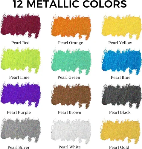 Miniatura 2 de Artecho Juego de 12 colores pasteles metálicos al óleo suaves para pintura artística, dibujo, mezcla (0.394 x 2.756 in)