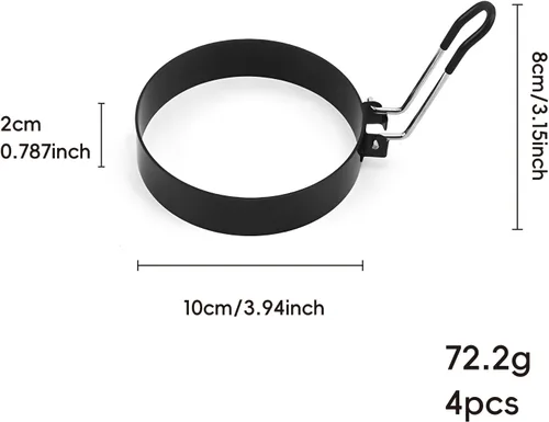 Miniatura 3 de Anillos de huevos, sartén antiadherente de acero inoxidable se utiliza para freír huevos, pasteles de carne y rollo de arroz y verduras, 4 pulgadas
