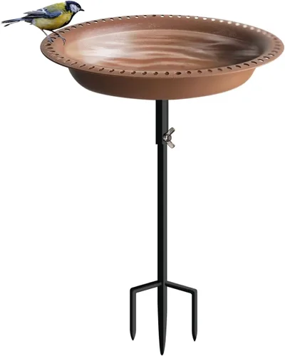 Miniatura 8 de Koutemie Comedero de aves para jardín con cuenco desmontable independiente de 1-¼ galones, con estaca de metal para exterior, color verde profundo