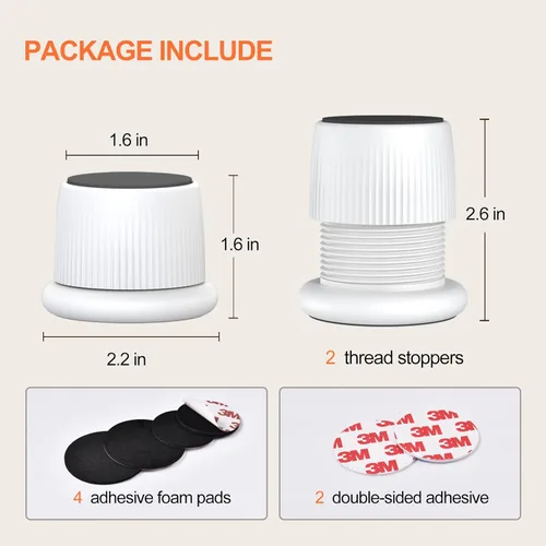 Miniatura 5 de Topes de cabecero, tapón de pared de cama de 1.6 a 2.6 pulgadas, herramienta antivibraciones ajustable, estabilizador de cama para muebles de pared