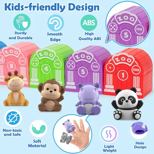 Miniatura 4 de Juguetes de aprendizaje para niños de 1, 2, 3 años, 20 juguetes de animales de safari, juguetes Montessori para contar, combinar y clasificar