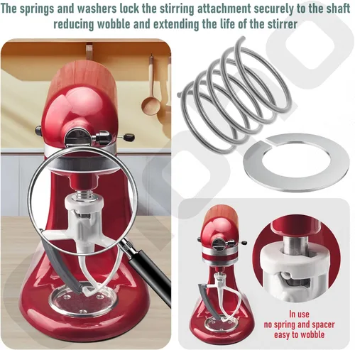 Miniatura 5 de Resorte y arandela de acero inoxidable 304 para mezcladores Kitchenaid de 3.5 cuartos a 7 cuartos de galón (excluidos los modelos mini). Protege