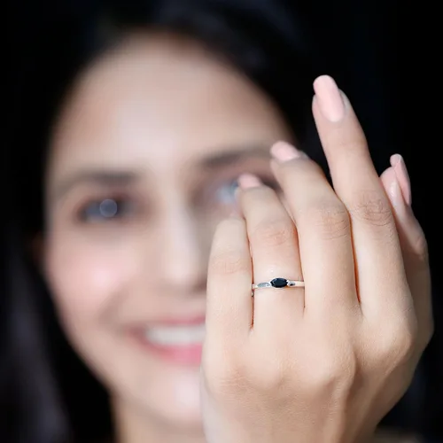 Miniatura 12 de Anillo de promesa de ónix negro natural certificado, calidad AAA, anillo de ónix East West, anillo de Pinky para mujer, listo para regalar