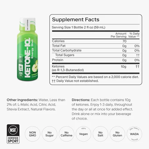 Miniatura 2 de Ketone-IQ Shots de Energía de Cetonas Exógenas Sin Cafeína - Paquete de 24 Bebidas Energéticas Sin Cafeína con 10g de Cetonas - Sin Azúcar, Sin Sal