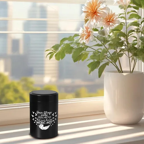 Miniatura 7 de Juego de 4 urnas pequeñas para cenizas humanas, mini urna de cremación de aluminio para cenizas de hasta 7 pulgadas cúbicas, color negro