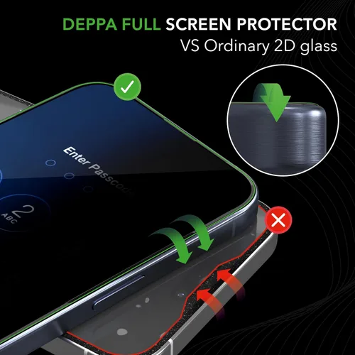 Miniatura 4 de Deppa Protector de pantalla de privacidad premium para iPhone 15 Pro (6.1 pies), vidrio templado de borde a borde, cubierta completa con bandeja