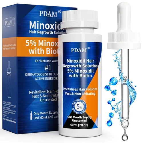 Miniatura 10 de Minoxidil para el crecimiento del cabello para hombres y mujeres, 2 onzas líquidas (paquete de 4 goteros)