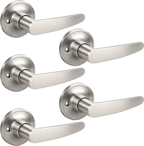 Miniatura 42 de KNOBWELL Juego de 10 manijas de puerta color negro mate, juego de manijas de puerta para privacidad para cama y baño, reversible para lado derecho