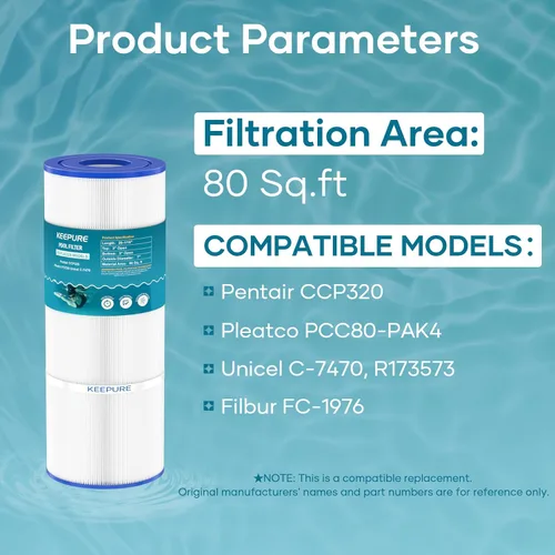 Miniatura 3 de Cartuchos de filtro de piscina CCP320 compatibles con PCC80, C-7470, PCC80-PAK4, FC-1976, Clean&Clear Plus 320, R173573, 178580, 817-0081, 4 x 80