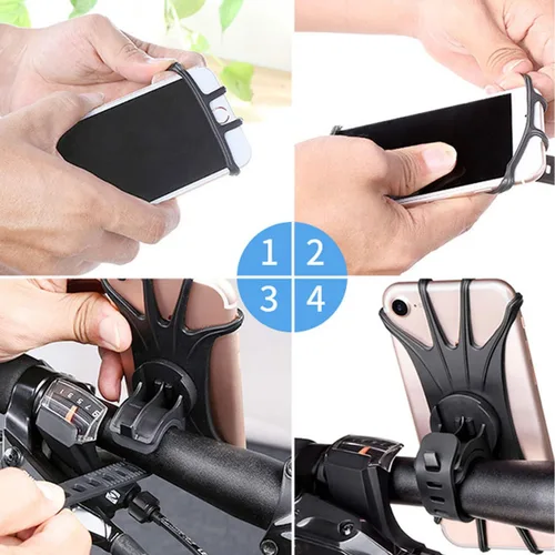 Miniatura 7 de Kinizuxi Paquete de 2 soportes universales para teléfono para bicicleta, soportes de silicona de rotación 360 para iPhone y Samsung, compatibles