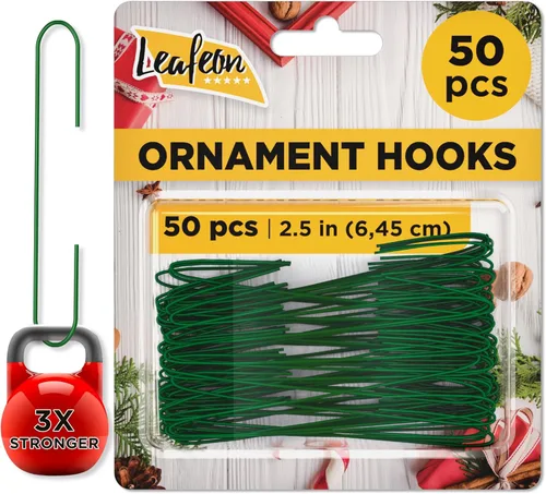 Leafeon 50 unidades de ganchos para adornos de Navidad – Ganchos esenciales para adornos de Navidad – Excelentes ganchos para adornos para la
