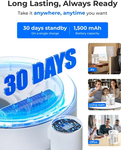 Miniatura 9 de Waterdrop - Dispensador de filtro de agua recargable de vidrio grande para 22 tazas, reduce más de 70 contaminantes, sistema de filtro de agua