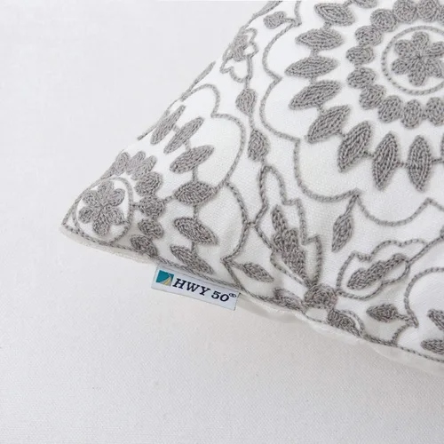 Miniatura 26 de HWY 50 Fundas de almohada decorativas azul marino de 18x18 pulgadas (1 pieza), funda de cojín bordada de algodón para granja, funda de almohada
