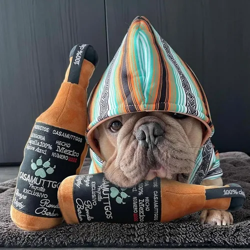 Miniatura 5 de Haute Diggity Casamuttgos Tequila, Juguetes de felpa para perros de diseñador con silbato interactivo, enriquecimiento estimulante para mascotas