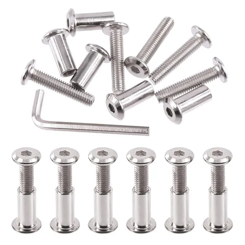 Miniatura 20 de Swpeet Kit Surtido de 25 Piezas de Tornillos de Encuadernación Plateados Chapados en Níquel M6x16mm con Cabeza Hexagonal de Casquillo, Pernos