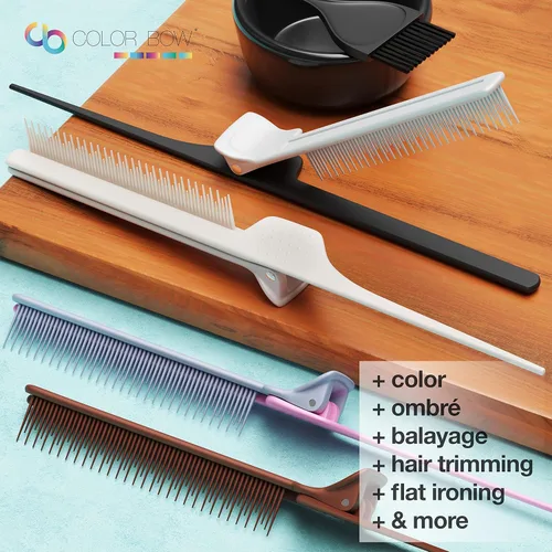 Miniatura 6 de ColorBow Peines de cola de rata, peine de burlas, peines de hierro plano para mujeres, peines de separación para trenzar el cabello, esenciales