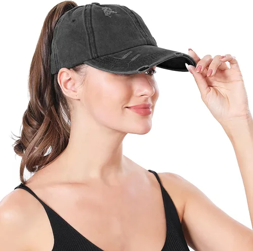 Miniatura 5 de Gorra de béisbol para mujer, diseño de cola de caballo, ajustable, ajustable, para cola de caballo