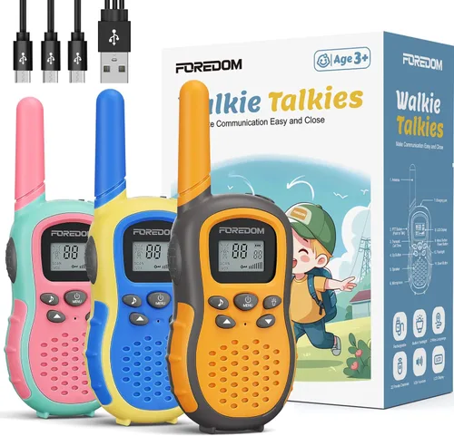 FOREDOM Walkie Talkies recargables para niños, Walkie Talkies de largo alcance para niños de 3 a 12 años, para niños y niñas, juguetes de cumpleaños