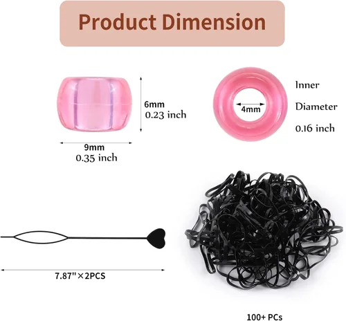 Miniatura 6 de Cuentas de pelo de 18 colores de 0.354 in para trenzas de cabello, kit de cuentas de pony arcoíris para hacer joyas, cuentas Kandi para hacer 28