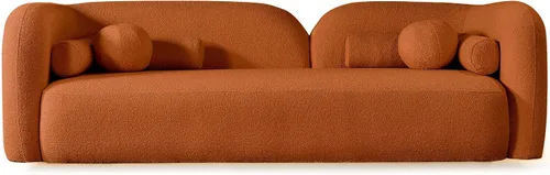 Miniatura 10 de Sofá curvado compacto de 69 pulgadas para espacios pequeños y apartamentos, sofá boucle de estilo japonés, sofá minimalista de 2 plazas con marco