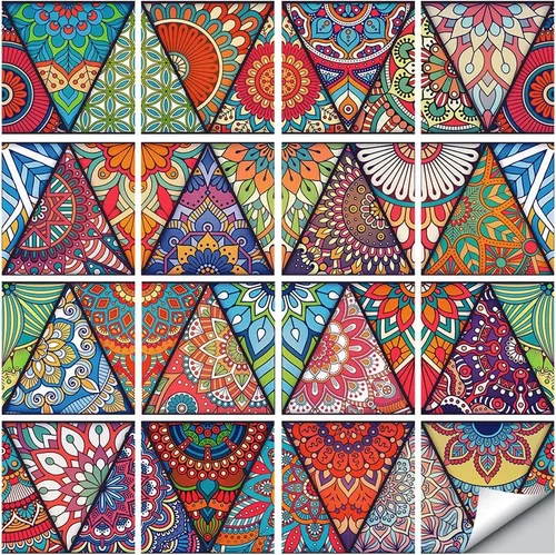 Miniatura 11 de 16 calcomanías decorativas para azulejos estilo mandala, autoadhesivas, removibles, para salpicaduras, cocina, baño, muebles, escaleras, decoración