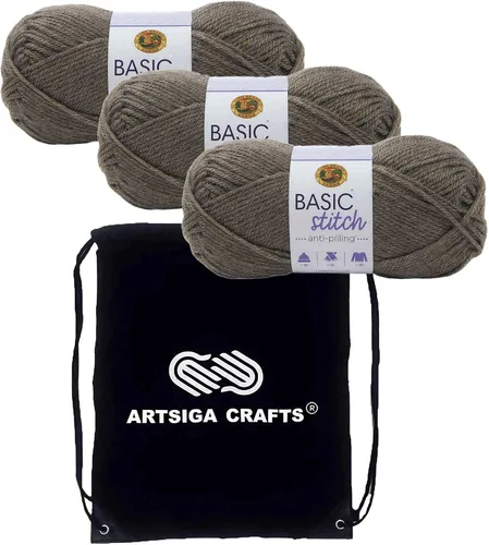 Miniatura 6 de Lion Brand Basic Stitch Hilo Acrílico Anti-Bolitas Ecru 202-098 (3 Madejas - Mismo Lote de Tinte) Worsted Mediano #4 Hilo Acrílico para Crochet