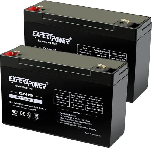 ExpertPower Terminal F1 de batería de plomo sellada SLA de 6V 12Ah F1/reemplazo para Portalac GS PE6V13 (paquete de 2)
