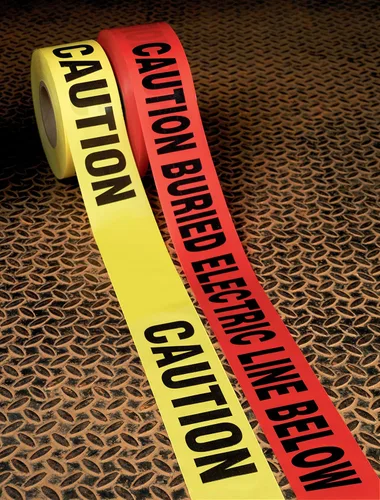 Miniatura 2 de 3M Buried Barricade Tape 303, con texto "CAUTION BURIED ELECTRIC LINE BELOW", 3 pulgadas x 300 pies, rojo, cinta de advertencia, paquete de 1 rollo