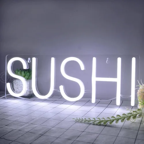 Miniatura 9 de SYLHOME Letrero de luz de neón LED de sushi, letrero de luz de negocios para colgar en la pared, ventanas, decoración de restaurante, pancarta