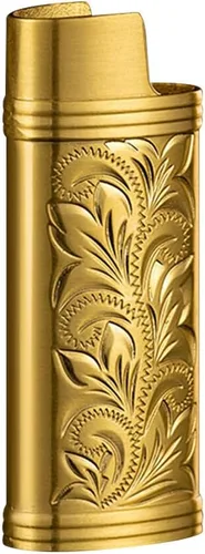 Estuche más ligero, aleación de zinc patrón de flores portátil vintage metal encendedor caso cubierta de la funda para mini encendedor J5 Oro