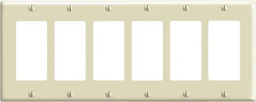 Miniatura 5 de Leviton 80436-W - Placa decorativa GFCI para pared, tamaño estándar, con 6 ventanas, termoestable, montaje para dispositivo, color blanco