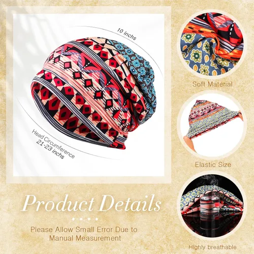 Miniatura 2 de Gorro holgado para mujer, 5 piezas, turbante, elástico, para el cáncer, gorros, bufanda para dormir