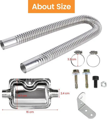 Miniatura 3 de Tubo de escape interior de 1" para calentador de aire de estacionamiento, tubo de escape de 150cm de acero inoxidable, tanque de combustible