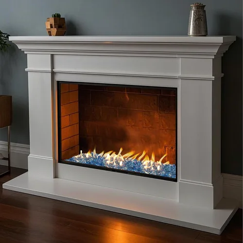 Miniatura 6 de Skyflame Vidrio de fuego de alto brillo de 10 libras para hoyo de fuego, chimenea y paisajismo (1/2 pulgada, azul aguamarina)
