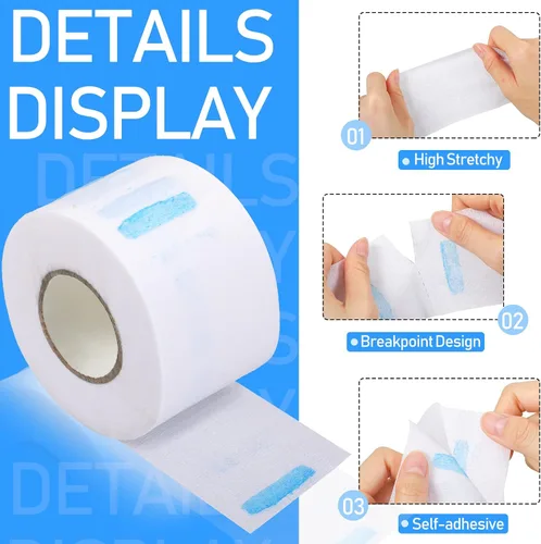 Miniatura 4 de 4000 tiras 40 rollos desechables de papel de peluquería para cortar el pelo, tiras de cuello elásticas para peluquería, banda elástica