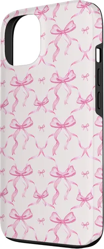Miniatura 2 de Cintas y lazos estéticos rosas para iPhone 16 en estuche de acuarela