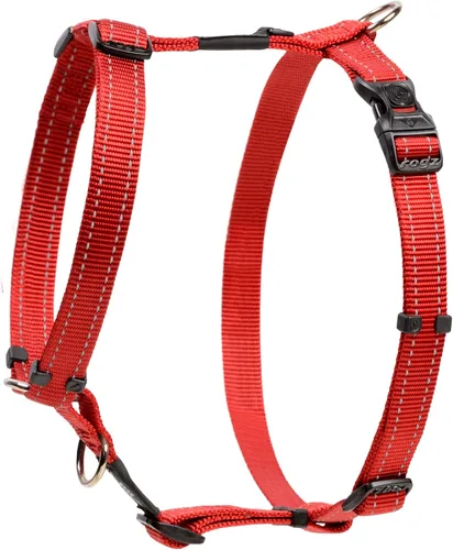 Arnés reflectante ajustable para perros grandes; collar y correa a juego disponibles, rojo