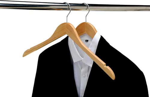 Miniatura 2 de Perchas de madera semicurvadas de calidad, paquete de 10 perchas de madera maciza con acabado liso con gancho giratorio, chaqueta, pantalón, perchas