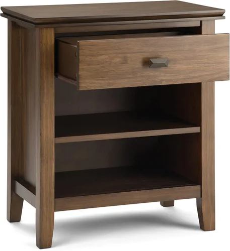 Miniatura 5 de SIMPLIHOME Mesita de noche artesanal de madera maciza de 24 pulgadas de ancho en marrón otoño, mesa auxiliar o auxiliar contemporánea con 1 cajón