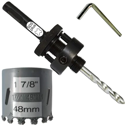 Miniatura 73 de Sierra de agujero HSS con mandril piloto de 2 piezas de alta velocidad para perforar madera y acero, broca de 1/4" de diámetro y eje, broca piloto
