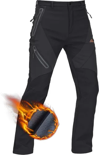 TACVASEN Pantalones de esquí para hombre, con forro polar, impermeables, con aislamiento de invierno, para senderismo, trabajo al aire libre, caza