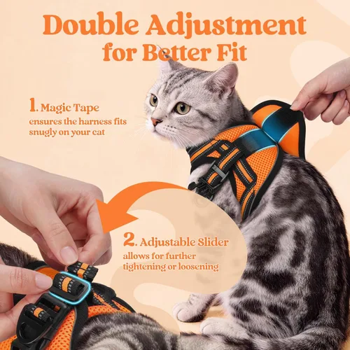 Miniatura 3 de rabbitgoo Juego de arnés y correa para gatos para caminar a prueba de escape, chaleco suave ajustable para gatitos con tira reflectante para gatos