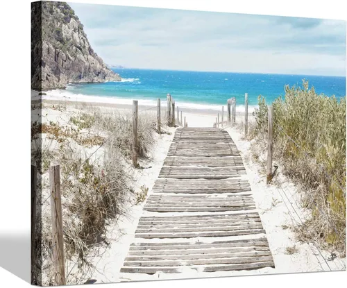 Miniatura 10 de SD SOFT DANCE Lienzo decorativo para pared de playa, paisaje marino, pintura costera para dormitorio (16 x 11 x 1 panel)