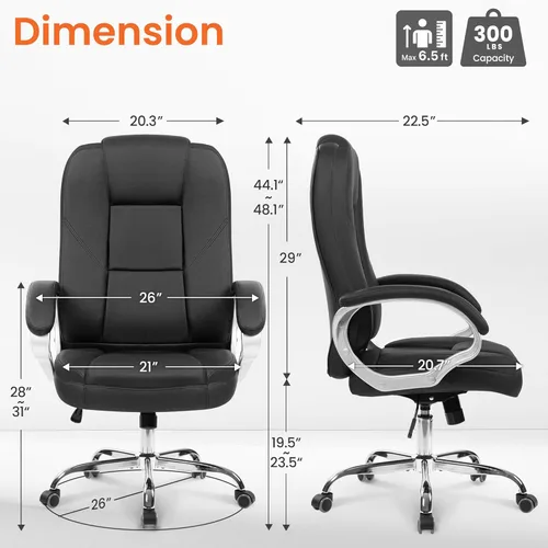 Miniatura 3 de NEO CHAIR Escritorio de oficina ergonómico para videojuegos, silla de computadora con respaldo alto, piel sintética ajustable con soporte lumbar