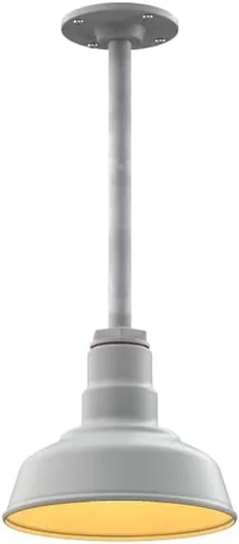 Miniatura 26 de Steel Lighting Co. Inglewood - Lámpara de granero Lámpara montada en el techo Cúpula redonda de 8 pulgadas vástago inclinado de 12 pulgadas