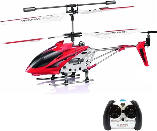 Goolsky Helicóptero RC S107G, helicóptero de control remoto de 3 canales con giroscopio para principiantes (rojo)