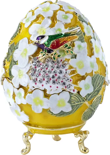 Miniatura 8 de Apropos Huevo Faberge pintado a mano de estilo vintage con esmalte rico y diamantes de imitación brillantes caja de joyería